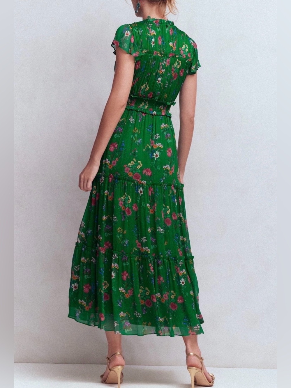 NWT Boden Sleeveless Ruffle Dress in Bear Grass, Delicate Blossom size 8 - Picture 2 of 14